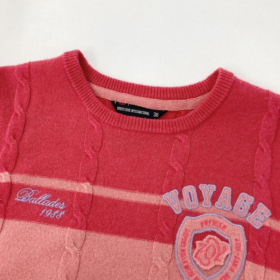 ZOY ゾーイ カシミヤ混 ニットセーター ボーダー柄 レッド系 36 ゴルフ