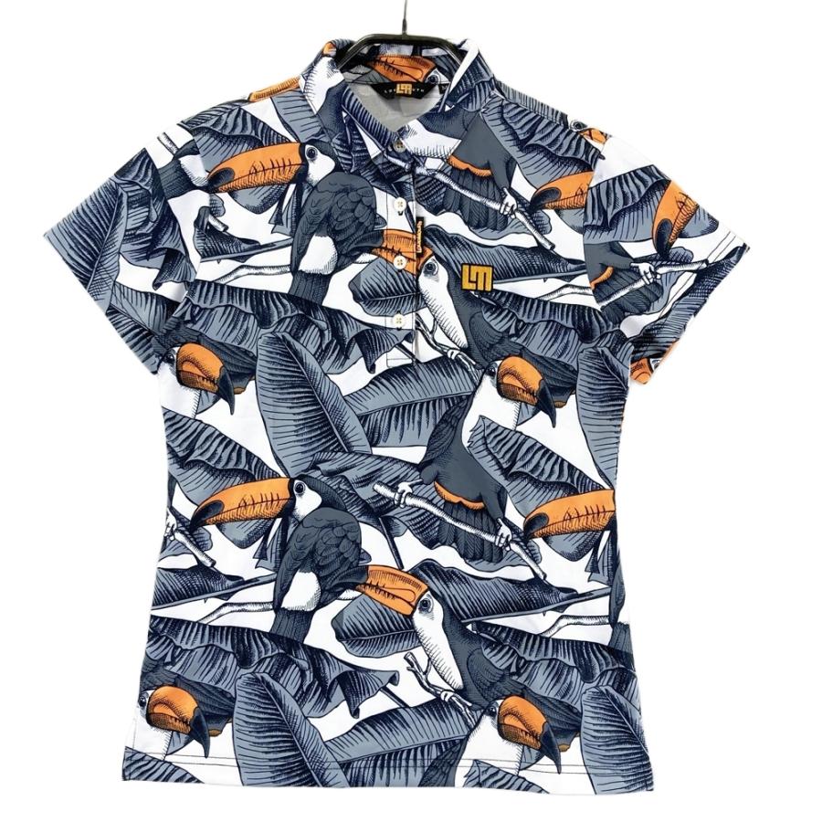 美品　LOUD MOUTH ラウドマウス　ヒマワリ総柄　ポロシャツ LOUD MOUTH ラウドマウス ML771650 半袖ポロシャツ トゥーカンズグレー