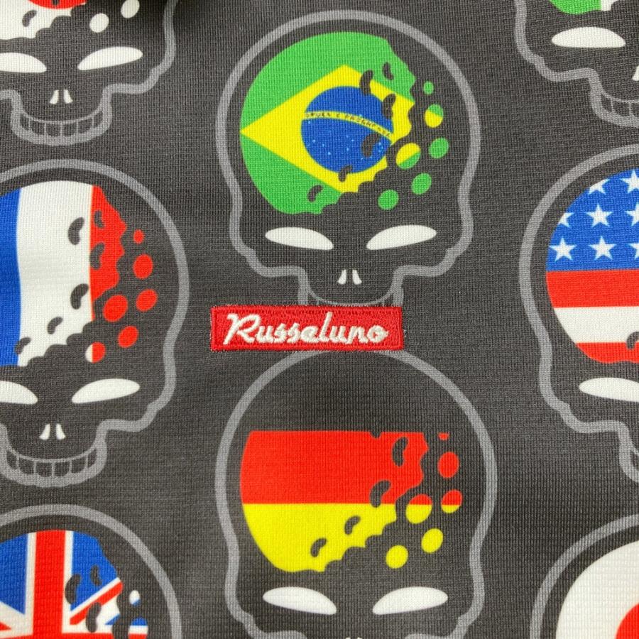 RUSSELUNO ラッセルノ 半袖ポロシャツ 総柄 ブラック系 4 ゴルフウェア