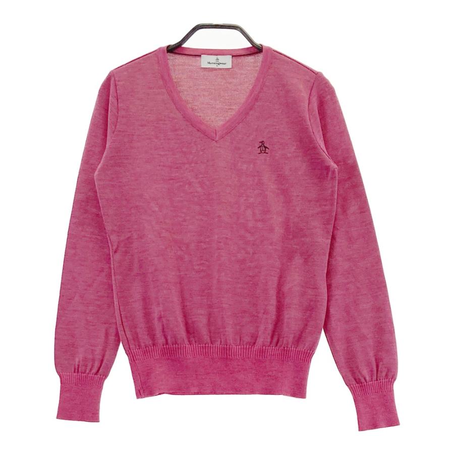 MUNSING WEAR マンシングウェア Vネック長袖ニットセーター ピンク系 S