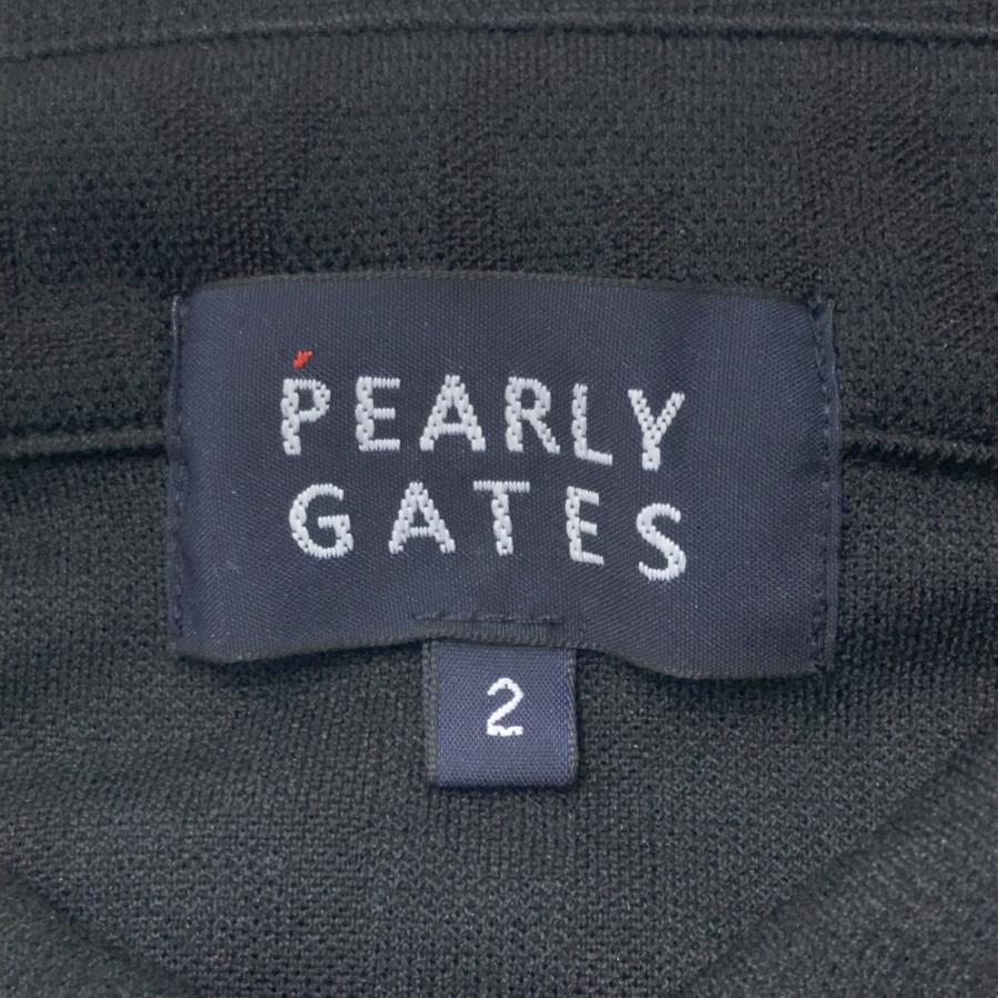 サイズ：2 PEARLY GATES パーリーゲイツ 2022年 半袖ポロシャツ バイヤス ロゴ柄 ブラック系 [240101577569] ゴルフウェア レディース ストスト PEARLY GATES（パーリーゲイツ） 2022年 半袖ポロシャツ バイヤス ロゴ