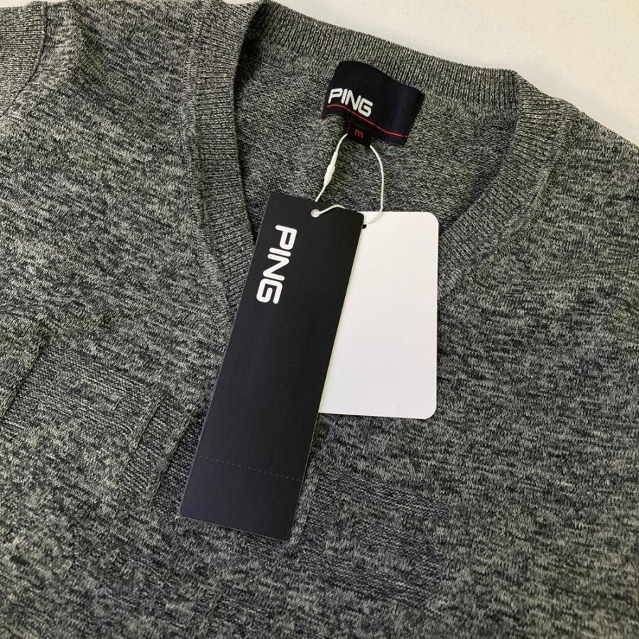 新品】PING ピン 2024年 ニットベスト グレー系 M ゴルフウェア