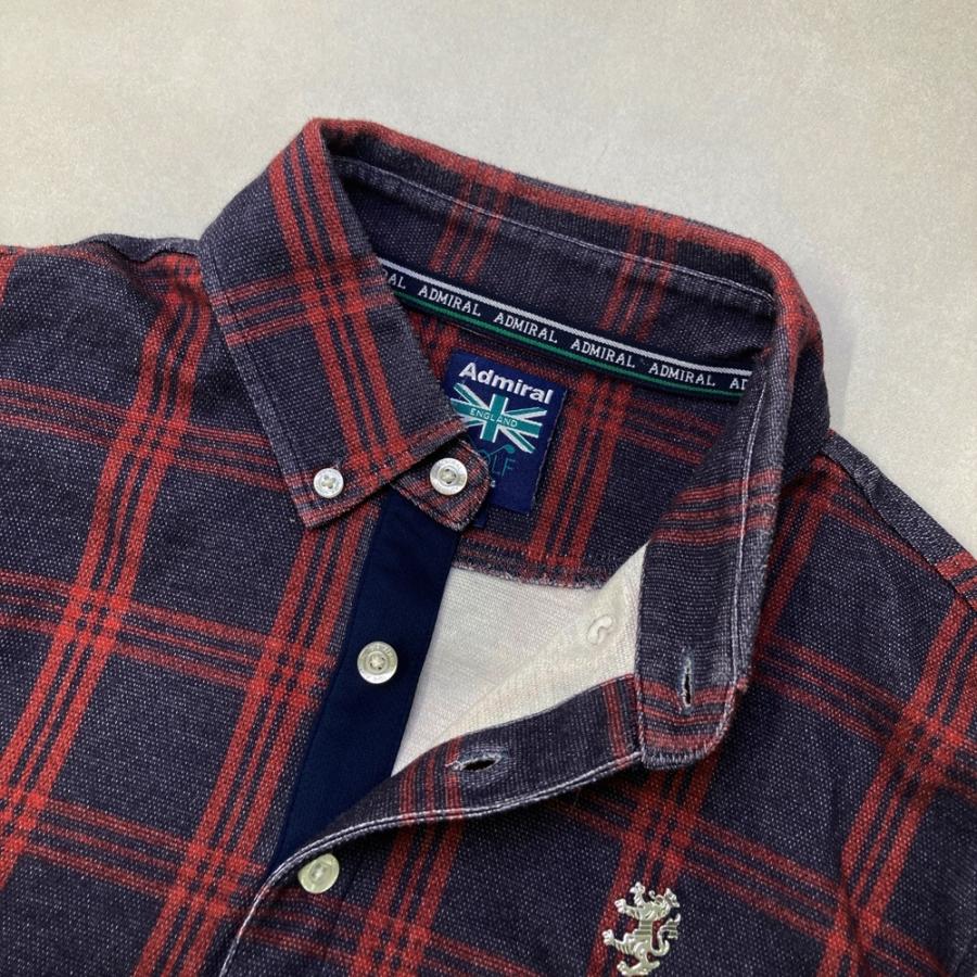 ADMIRAL アドミラル 長袖ポロシャツ チェック柄 ネイビー系 LL ゴルフ