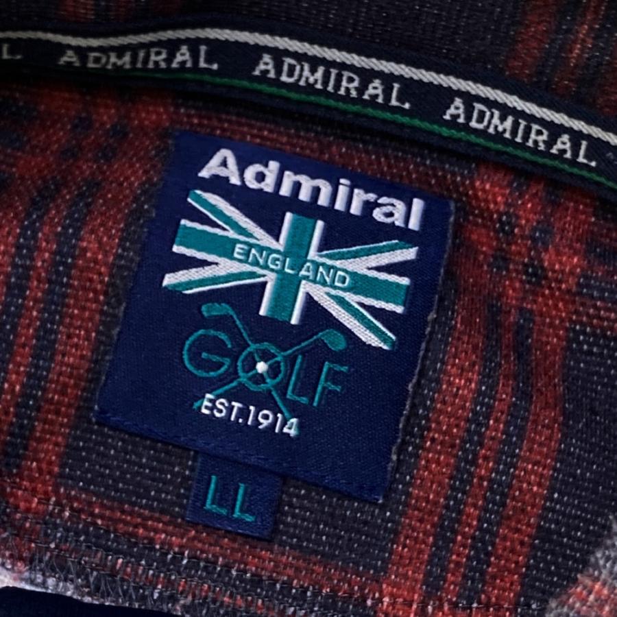 ADMIRAL アドミラル 長袖ポロシャツ チェック柄 ネイビー系 LL ゴルフ