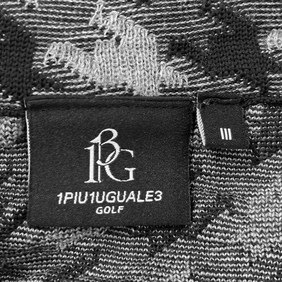 1PIU1UGUALE3 GOLF GRB121 ニット ジップジャケット 千鳥柄 グレー系 3
