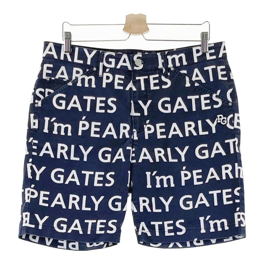 【未使用】PEARLY GATES ハーフパンツ 30周年記念モデル ネイビー PEARLY GATES パーリーゲイツ ハーフパンツ 30周年 ロゴ総柄 ネイビー