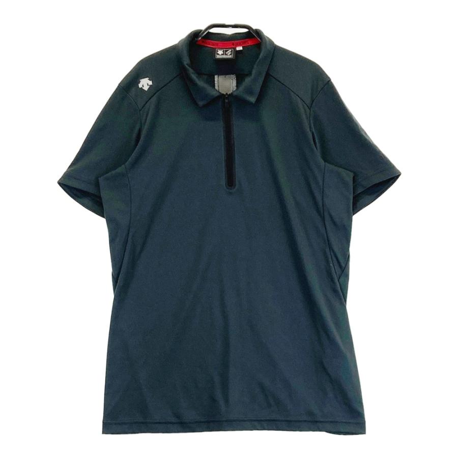 DESCENTE GOLF デサントゴルフ ハーフジップ 半袖Tシャツ グレー系 M