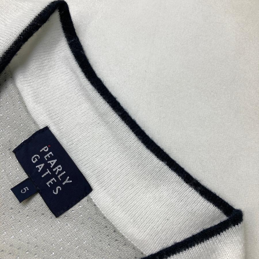 美品PEARLY GATES 薄手ニットベスト　4 ホワイト×ネイビー PEARLY GATES パーリーゲイツ 2024年モデル 裏地付 ニットベスト
