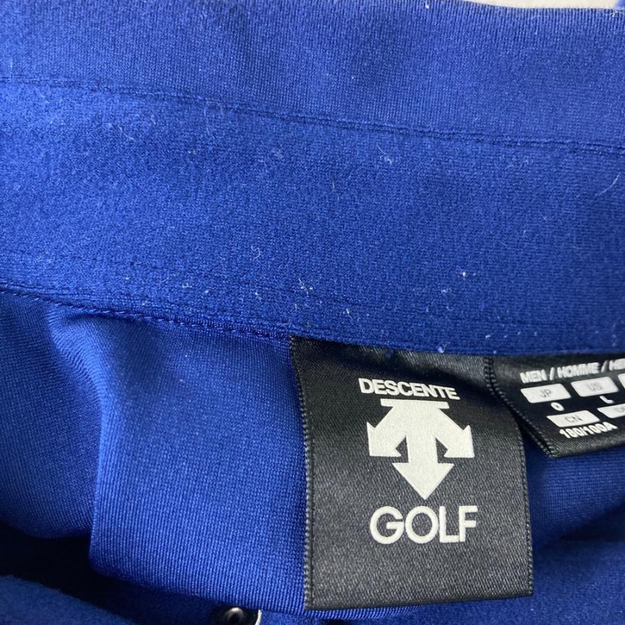 DESCENTE GOLF デサントゴルフ 起毛 長袖ポロシャツ ブルー系 O ゴルフ