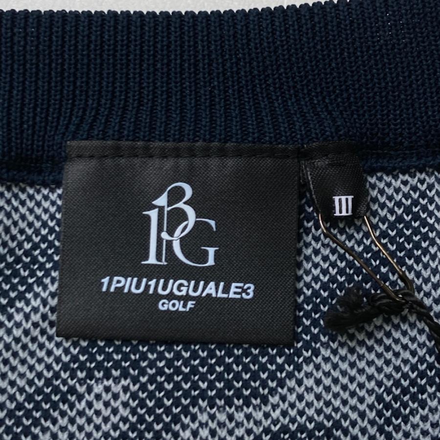 新品】1PIU1UGUALE3 GOLF GRK029 ニットベスト 千鳥 ネイビー系 3