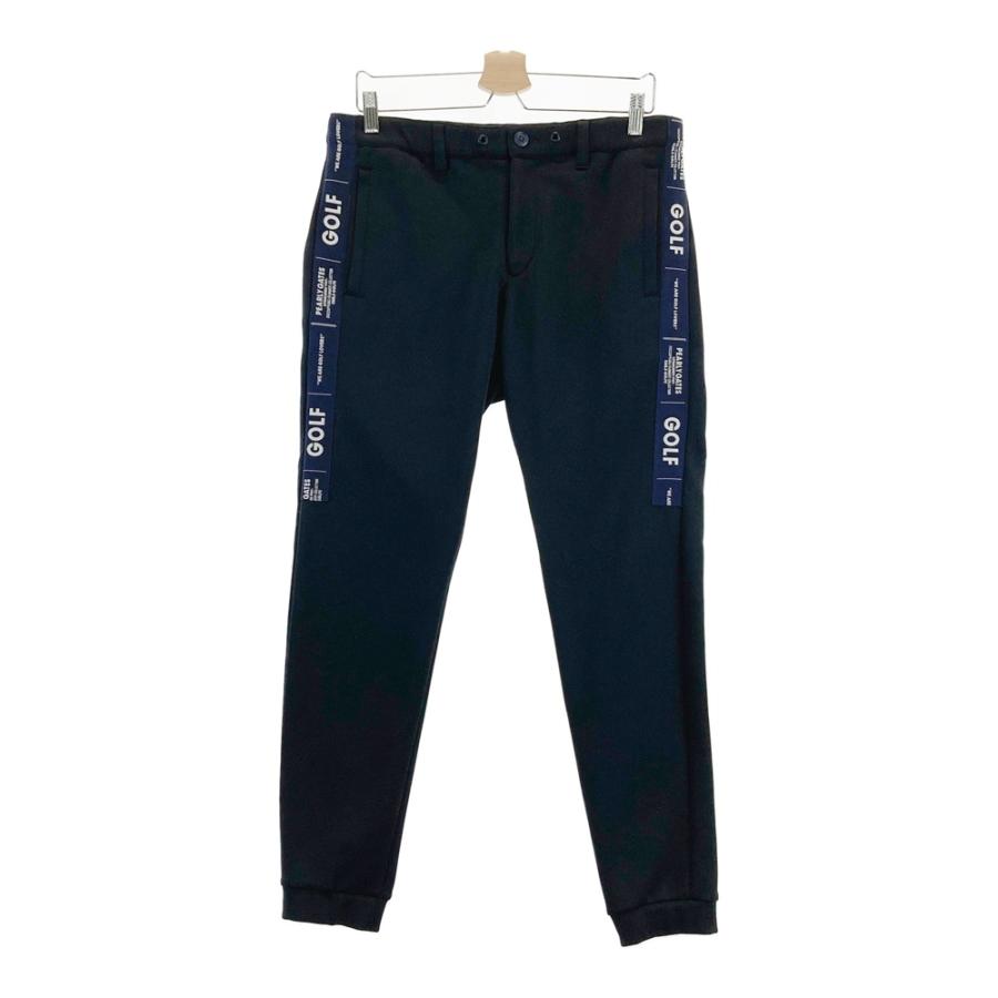 美品　パーリーゲイツ　パンツ　総柄　L〜XL相当 ネイビー　グレー　紺　5 PEARLY GATES パーリーゲイツ ロングパンツ ロゴ総柄 ネイビー系 5