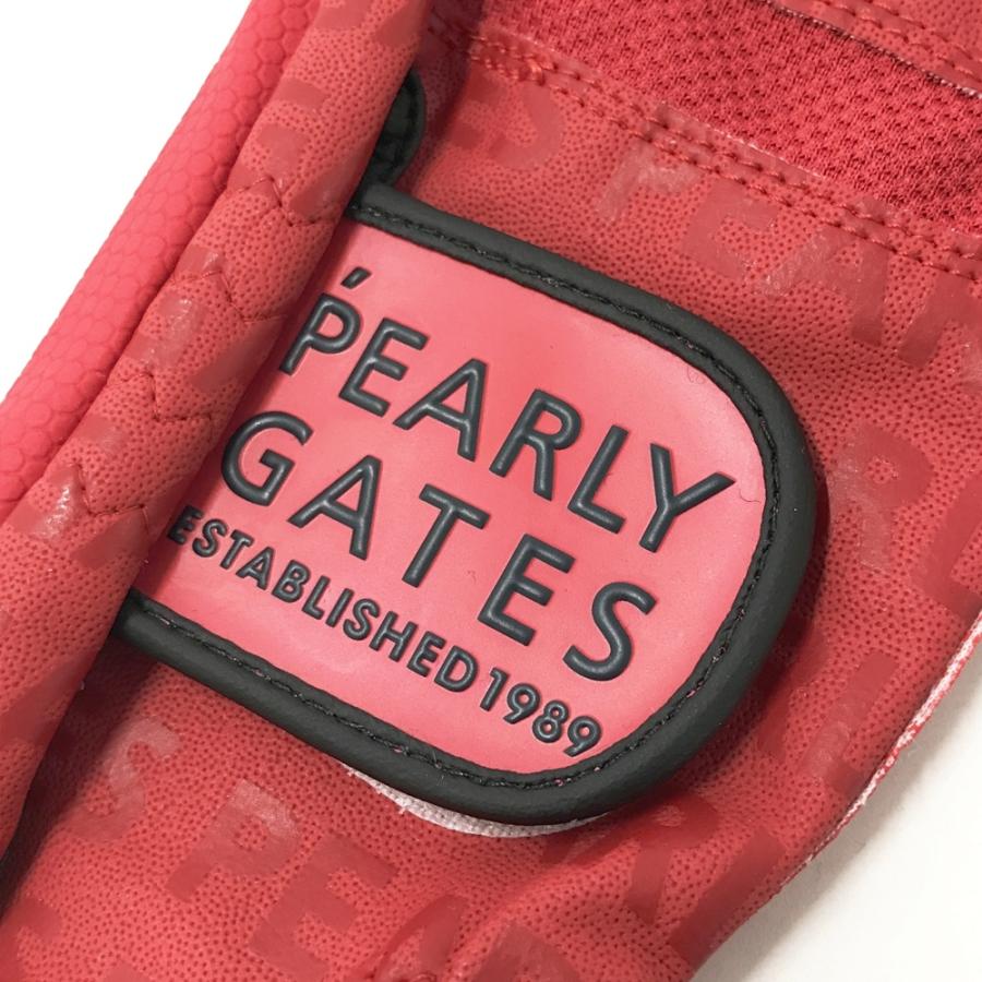 PEARLY GATES パーリーゲイツ 両手 グローブ ロゴ総柄 レッド系 SS
