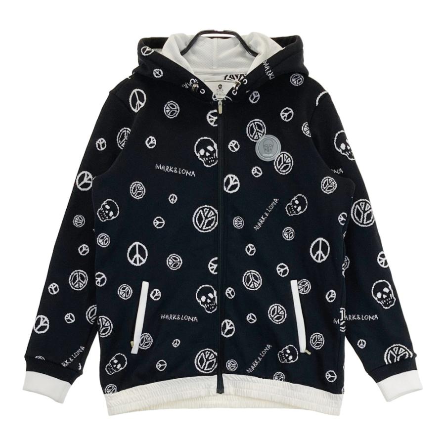 MARK & LONA マークアンドロナ　フルジップパーカー　ニット MARK&LONA マークアンドロナ ニット ジップパーカー 総柄 ブラック系 L