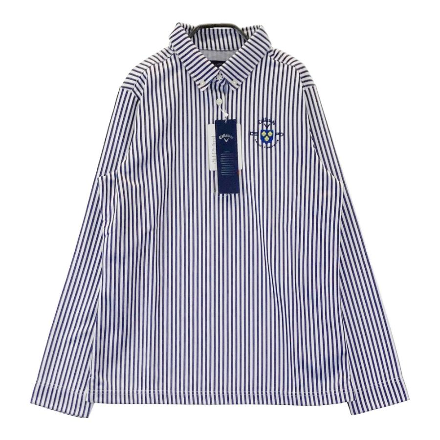 大人気のCallaway 水色 ストライプ ポロシャツ Callaway（キャロウェイ） ストライププリント 半袖ポロシャツ +