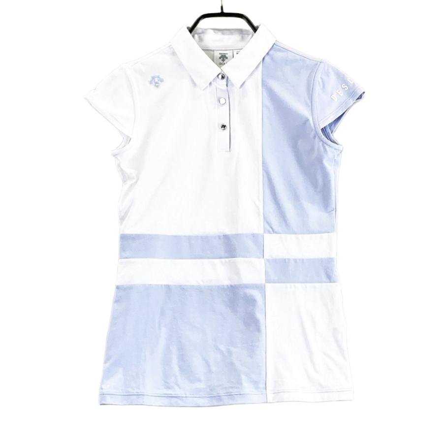 DESCENTE GOLF デサントゴルフ 切替 半袖ポロシャツ ホワイト系 S