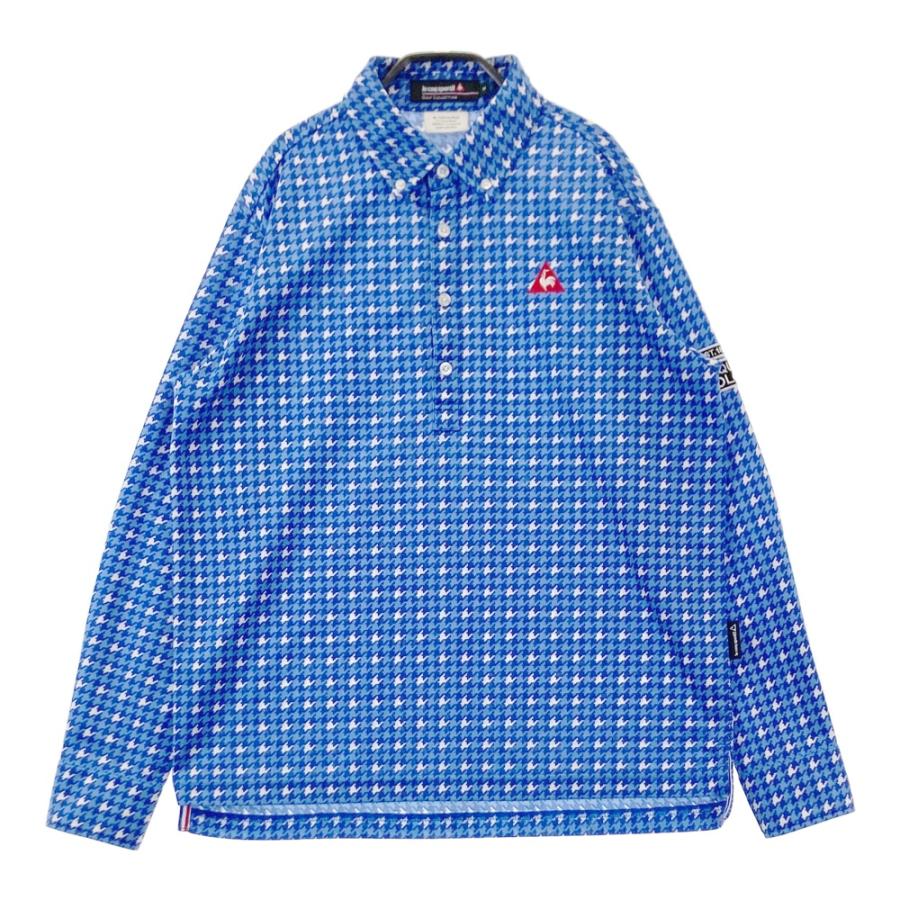 LE COQ GOLF ルコックゴルフ 長袖ポロシャツ 千鳥 ブルー系 M ゴルフ