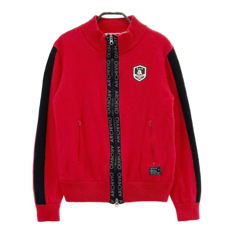 アルチビオ　ゴルフウェア　長袖ジャケット　ニット　雪の結晶　ケーブル編み ARCHIVIO アルチビオ ニット ジップジャケット レッド系 46 ゴルフ