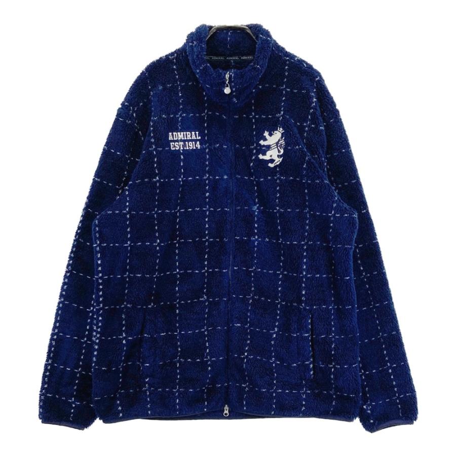 ADMIRAL アドミラル ボアジップジャケット チェック柄 ネイビー系 XL