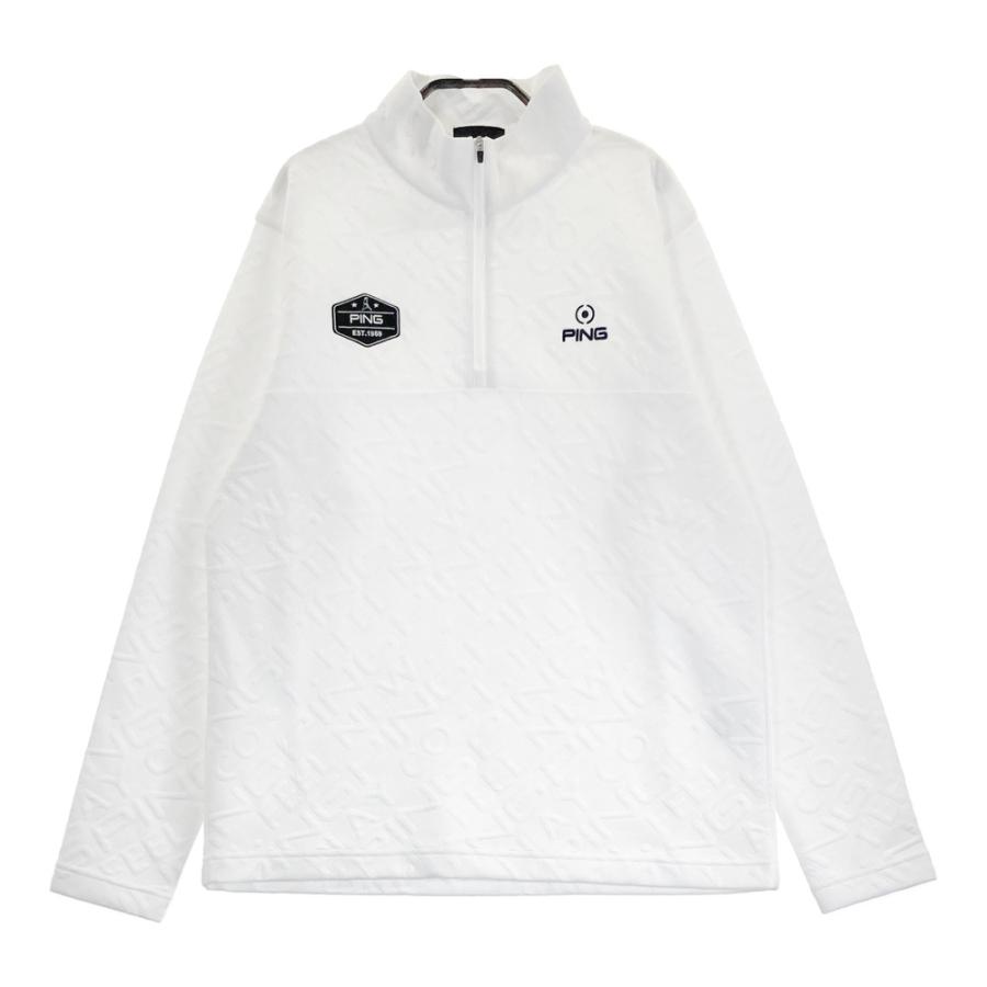 PING ピン ハーフジップ スウェットトレーナー ロゴ総柄 ホワイト系 M