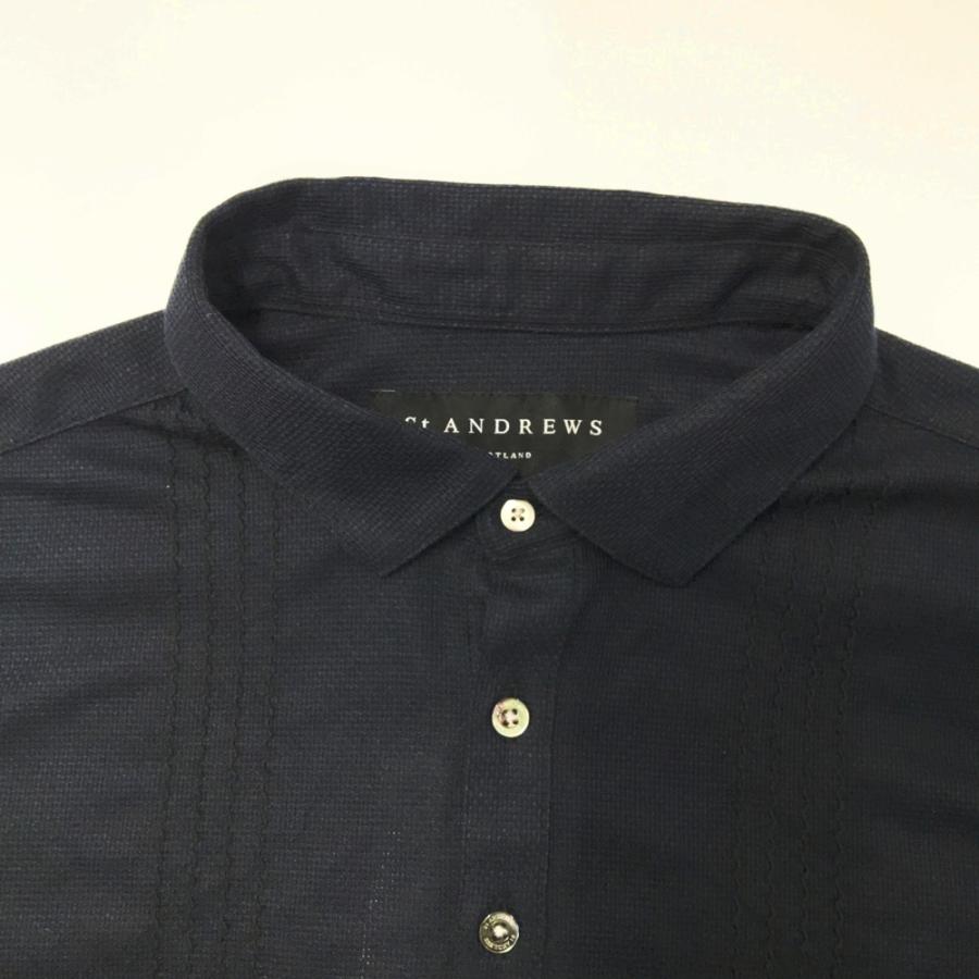美品】ST ANDREWS セントアンドリュース 半袖ポロシャツ ネイビー系 LL