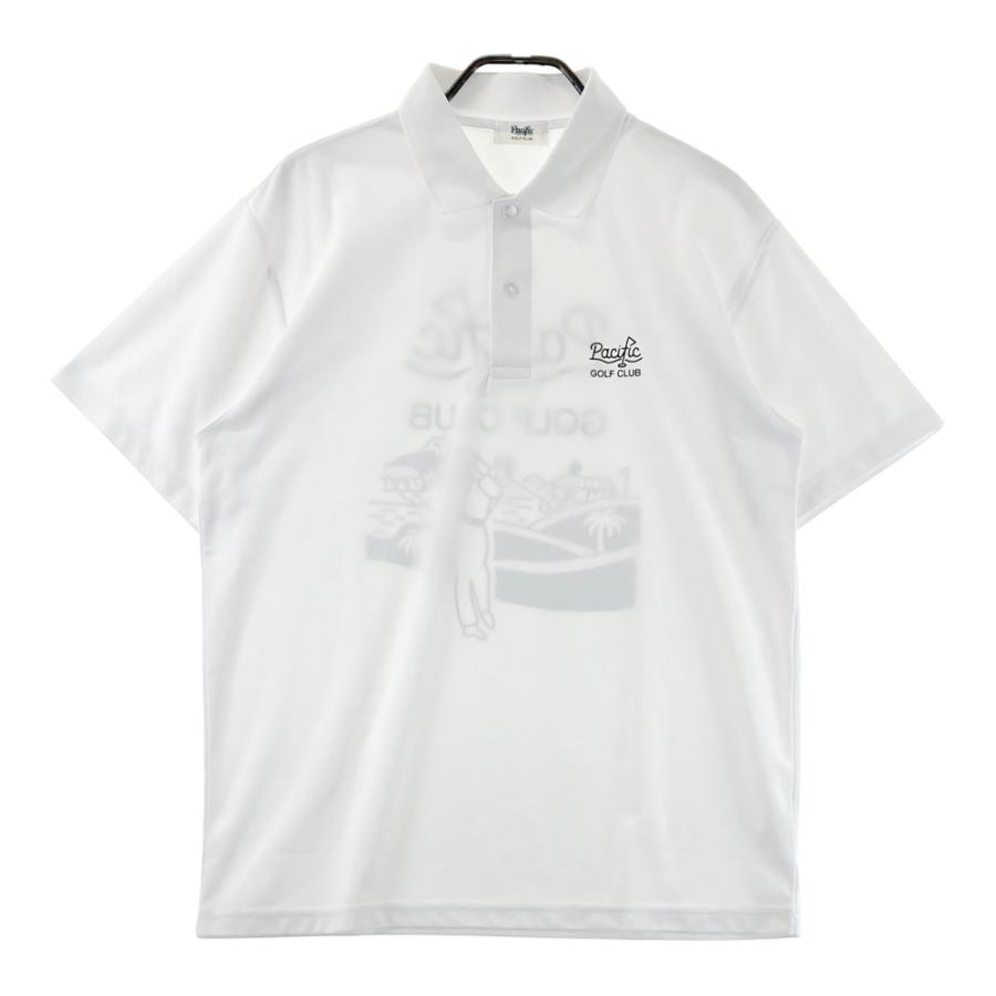Pacific GOLF CLUB ポロシャツ ホワイト PACIFIC GOLF CLUB パシフィック ゴルフクラブ バックプリント 半袖