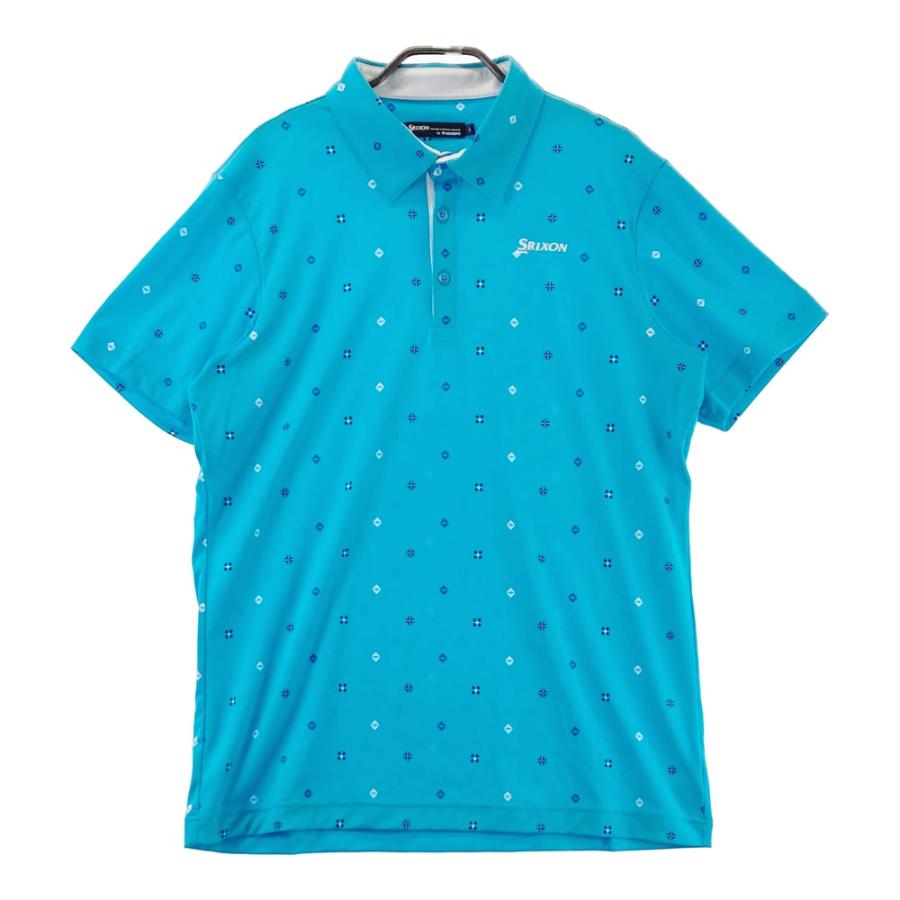 SRIXON スリクソン 半袖ポロシャツ 総柄 ブルー系 L ゴルフウェア
