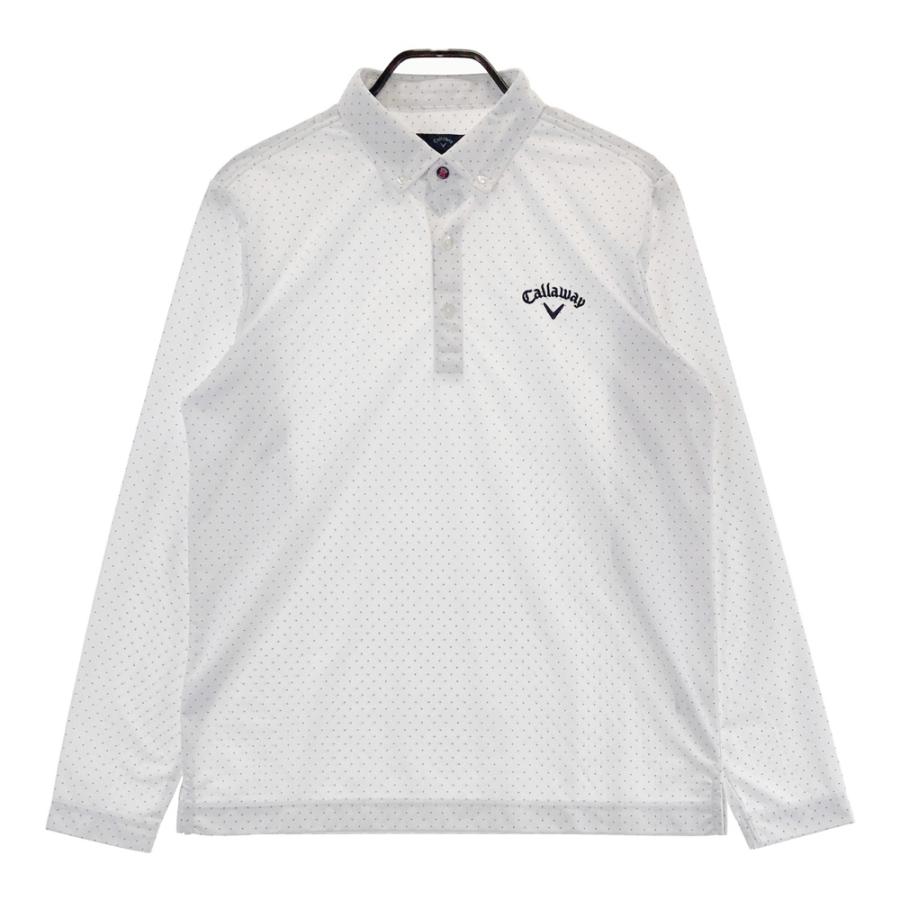 CALLAWAY キャロウェイ ボタンダウン 長袖ポロシャツ 総柄 ホワイト系