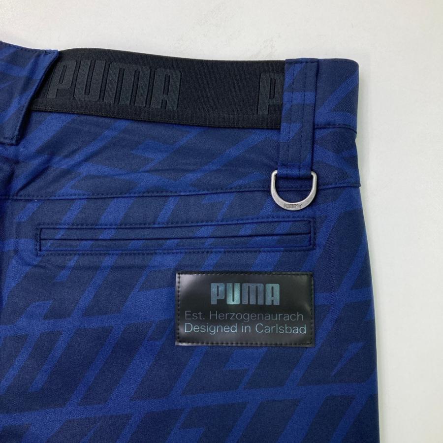 PUMA GOLF プーマゴルフ ストレッチハーフパンツ 総柄 ネイビー系 M 