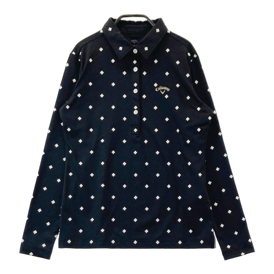 CALLAWAY キャロウェイ 長袖ポロシャツ 裏起毛 花柄 ブラック系 M