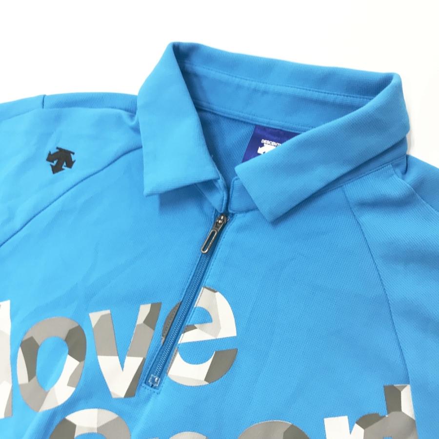 DESCENTE GOLF デサントゴルフ ハーフジップ 半袖ポロシャツ ブルー系