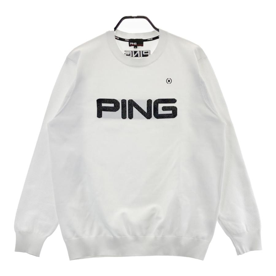 PING ピン ニットセーター ロゴ ホワイト系 LL ゴルフウェア メンズ