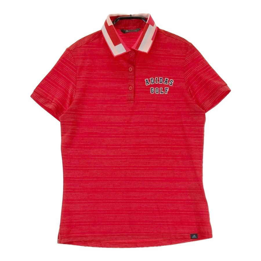 ADIDAS GOLF アディダスゴルフ 半袖ポロシャツ ボーダー柄 レッド系 L