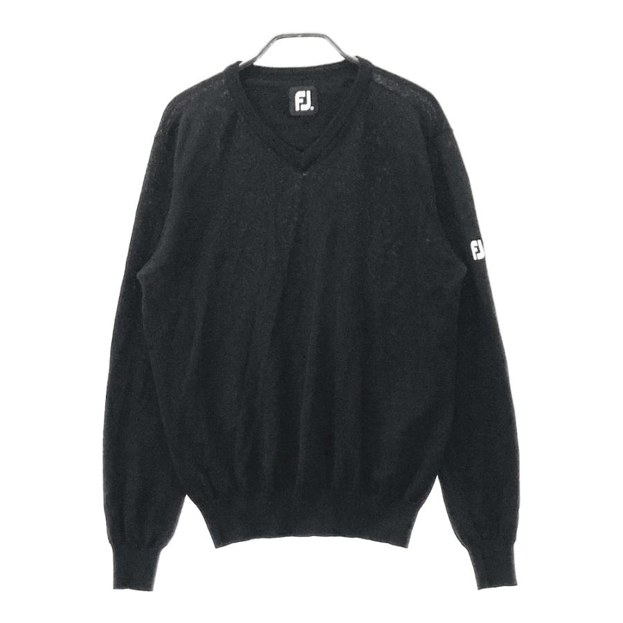 FOOT JOY フットジョイ Vネック長袖ニットセーター ブラック系 M