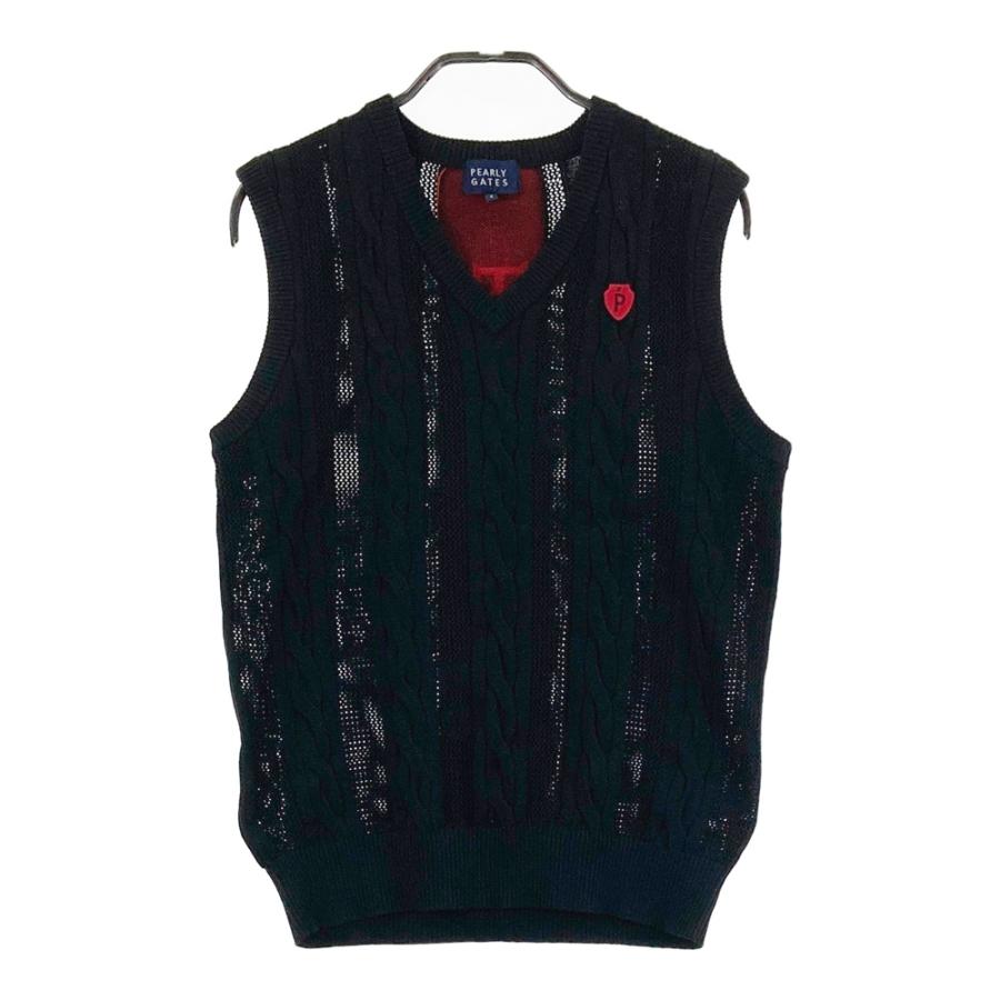 PEARLY GATES パーリーゲイツ ニットベスト ストライプ ロゴ総柄