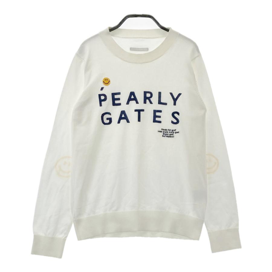 PEARLY GATES パーリーゲイツ 長袖ニットセーター ニコちゃん ホワイト