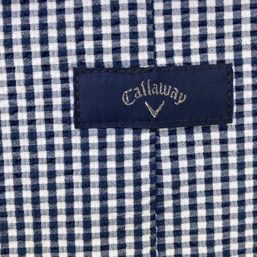 ✨現行✨極美品✨キャロウェイ シアサッカージャケット ギンガムチェック 紺 LL Callaway（キャロウェイ） テーラード長袖ジャケット シアサッカー