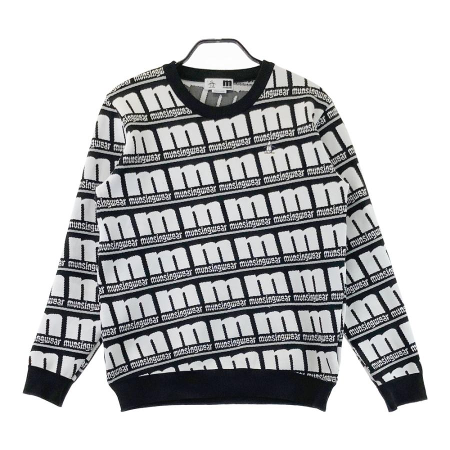 未使用タグ付き マンシング ウェア ゴルフ 長袖 クルーネックセーター M MUNSING WEAR マンシングウェア 長袖ニットセーター 総柄 ブラック系 L