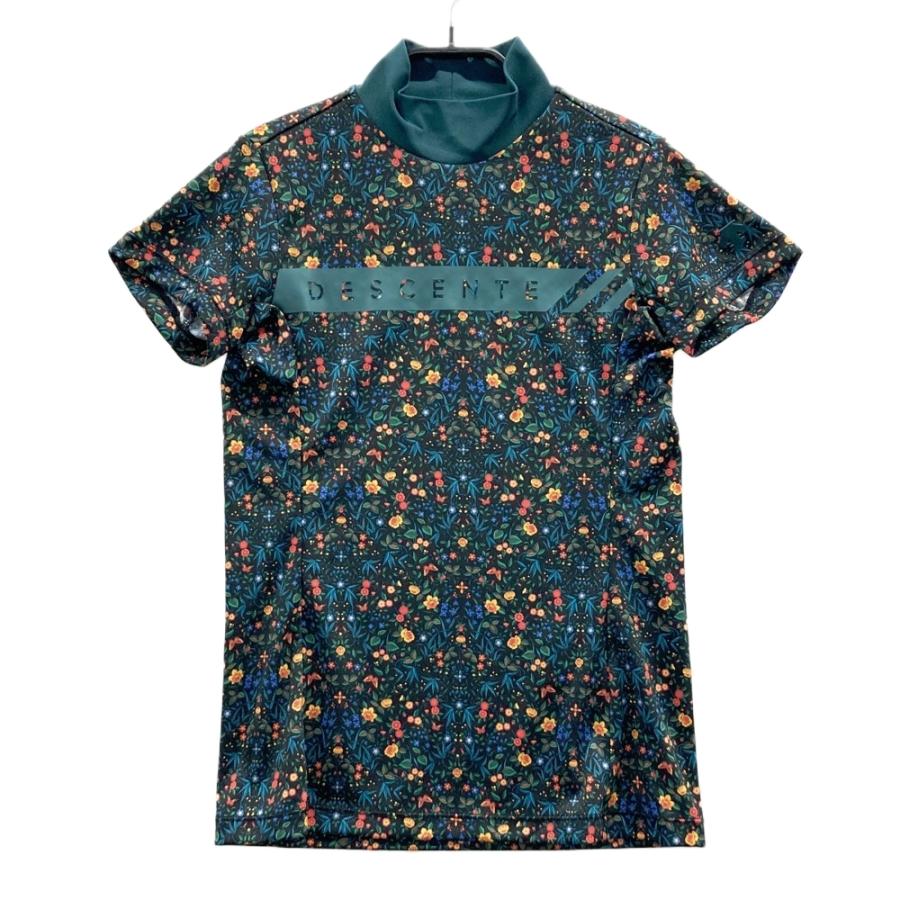DESCENTE GOLF モックネックシャツ 花柄　ブラック　新品 DESCENTE GOLF デサントゴルフ モックネック半袖Tシャツ 花柄 ブラック