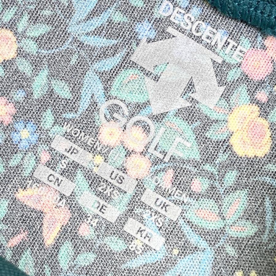 DESCENTE GOLF デサントゴルフ モックネック半袖Tシャツ 花柄 ブラック