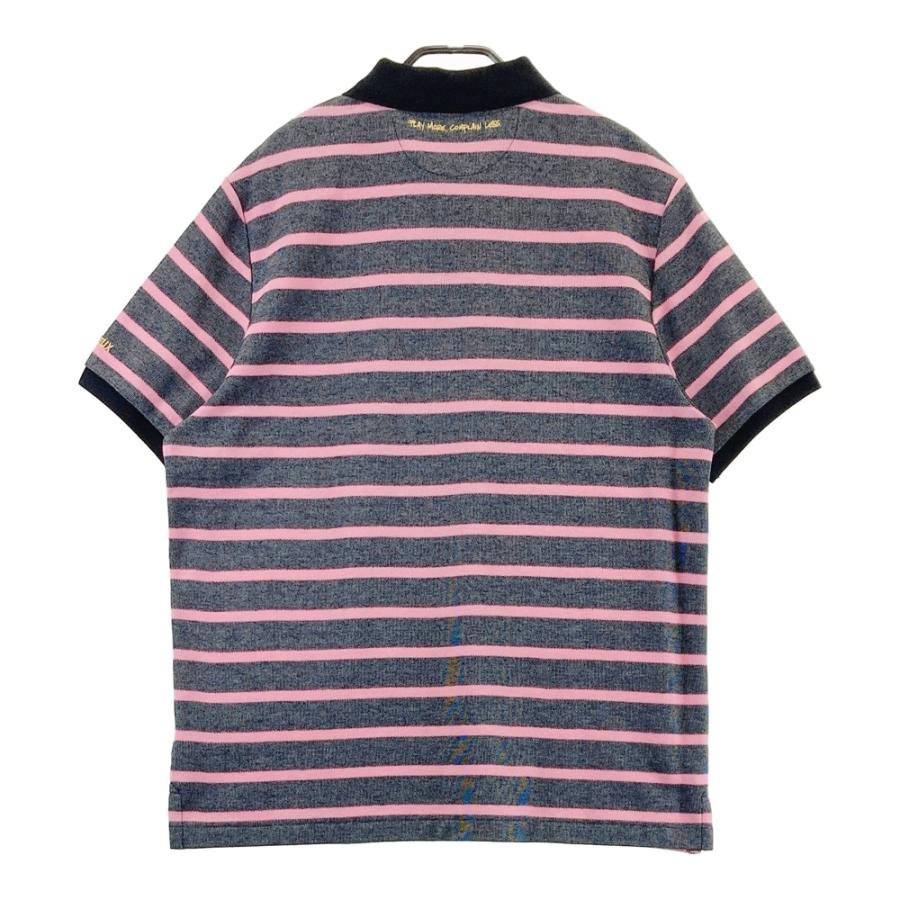 DEVEREUX GOLF デヴァローゴルフ  半袖ポロシャツ ボーダー ピンク系 L ゴルフウェア メンズの画像