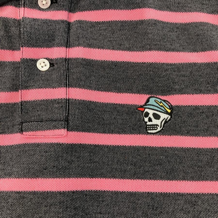 DEVEREUX GOLF デヴァローゴルフ  半袖ポロシャツ ボーダー ピンク系 L ゴルフウェア メンズの画像
