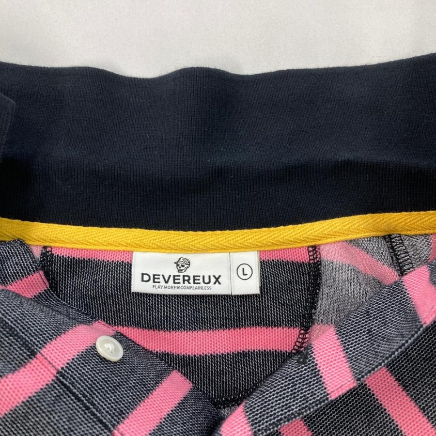 DEVEREUX GOLF デヴァローゴルフ  半袖ポロシャツ ボーダー ピンク系 L ゴルフウェア メンズの画像