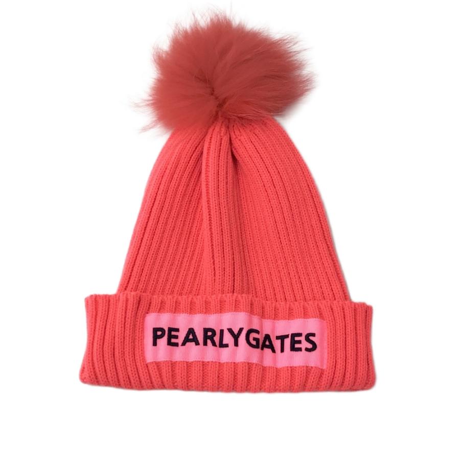 美品☆PEARL GATEES ゴルフニット帽 PEARLY GATES（パーリーゲイツ） ニット帽 ファー ピンク系 FR ゴルフ