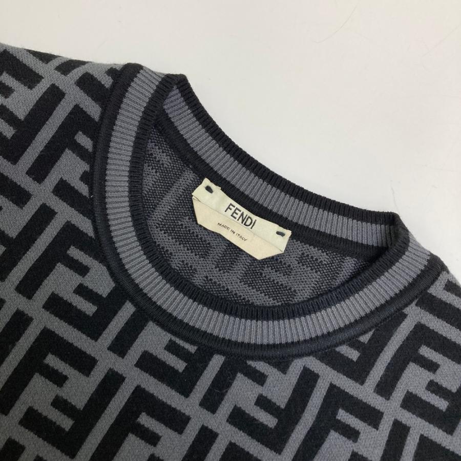 FENDI フェンディ FZD753 A5QG 半袖ニットワンピース ズッカ柄 グレー系 36 レディースの画像