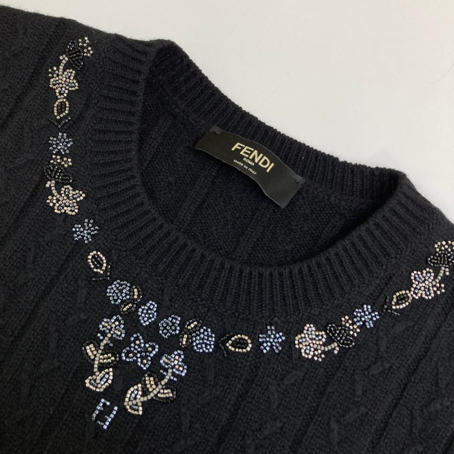 FENDI フェンディ FZX142 AN3J カシミヤ ニットベスト ビーズ ブラック