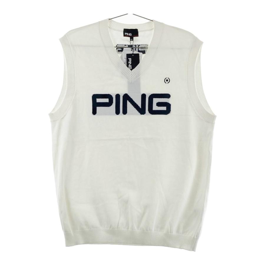 PING ゴルフ ニットベスト ホワイト PING（ピン） ニットベスト ホワイト系 LL ゴルフウェア メンズ