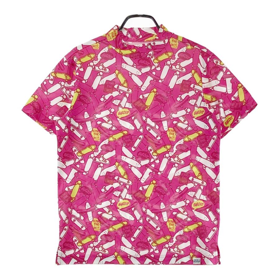 JACK BUNNY ジャックバニー モックネック 半袖Tシャツ 総柄 ピンク系 4 