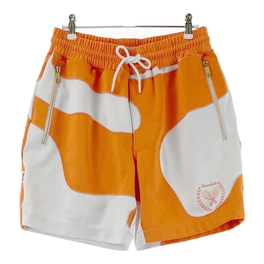 新品　ラッセルノゴルフ　ハーフパンツ　スプレー柄　ルチャ　ストレッチ　オレンジ RUSSELUNO ラッセルノ ハーフパンツ ショートパンツ ルチャ 総柄