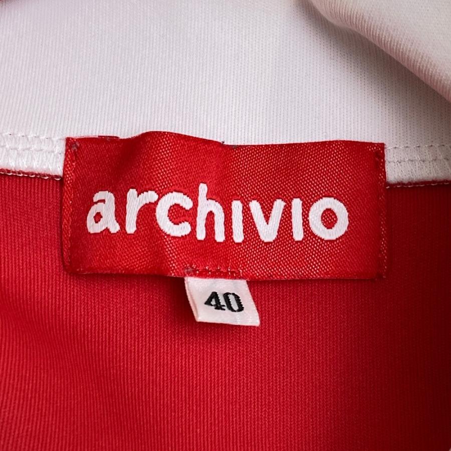 ARCHIVIO アルチビオ 襟付き 長袖Tシャツ ロゴプリント レッド系 40