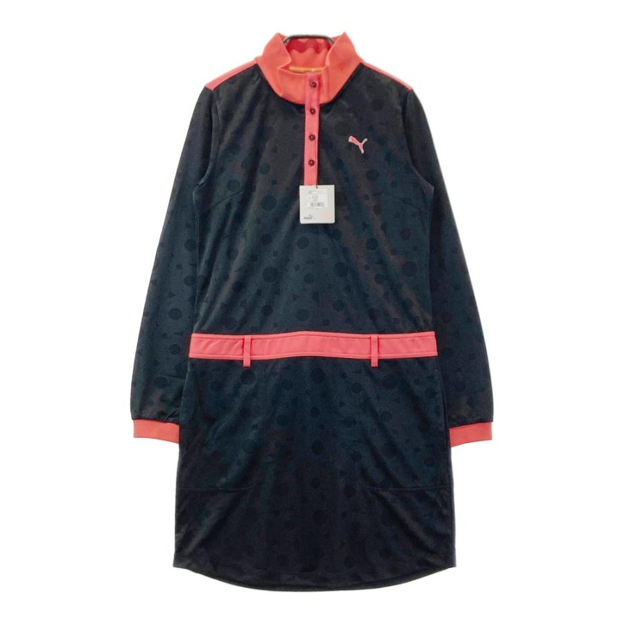 新品】PUMA GOLF プーマゴルフ 長袖ワンピース 総柄 ブラック系 L